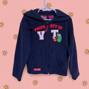 Vintage Navy Blue Kids Veggies Tales Zip Up Hoodie